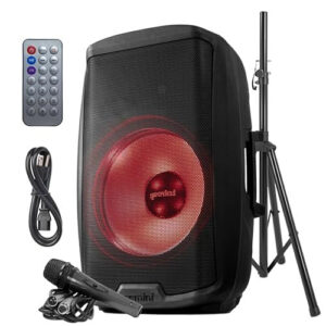 Gemini AS-2115BT-LT-PK 15" 2000W Bluetooth PA Speaker w/ LED Lights & Stand