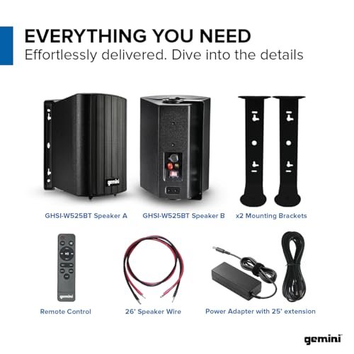 Gemini GHSI-W525BT-PR-BLK 5.25" 150W Waterproof Bluetooth Outdoor Wall Speakers (Black) - Image 7