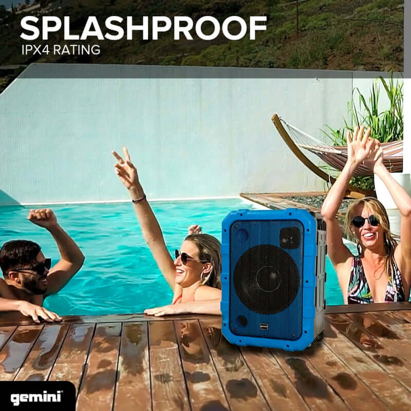 Gemini MPA-2400GRY Portable Waterproof Trolley Speaker w/ LED Lights (Gray) - Image 3