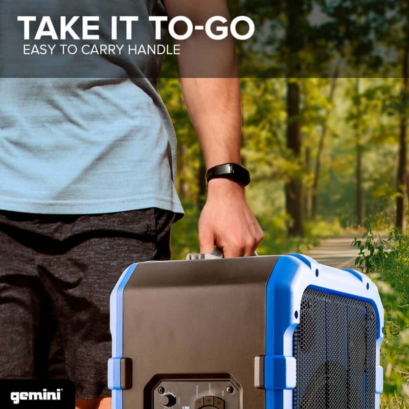 Gemini MPA-2400GRY Portable Waterproof Trolley Speaker w/ LED Lights (Gray) - Image 7