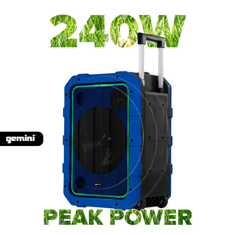 Gemini MPA-2400GRY Portable Waterproof Trolley Speaker w/ LED Lights (Gray) - Image 8