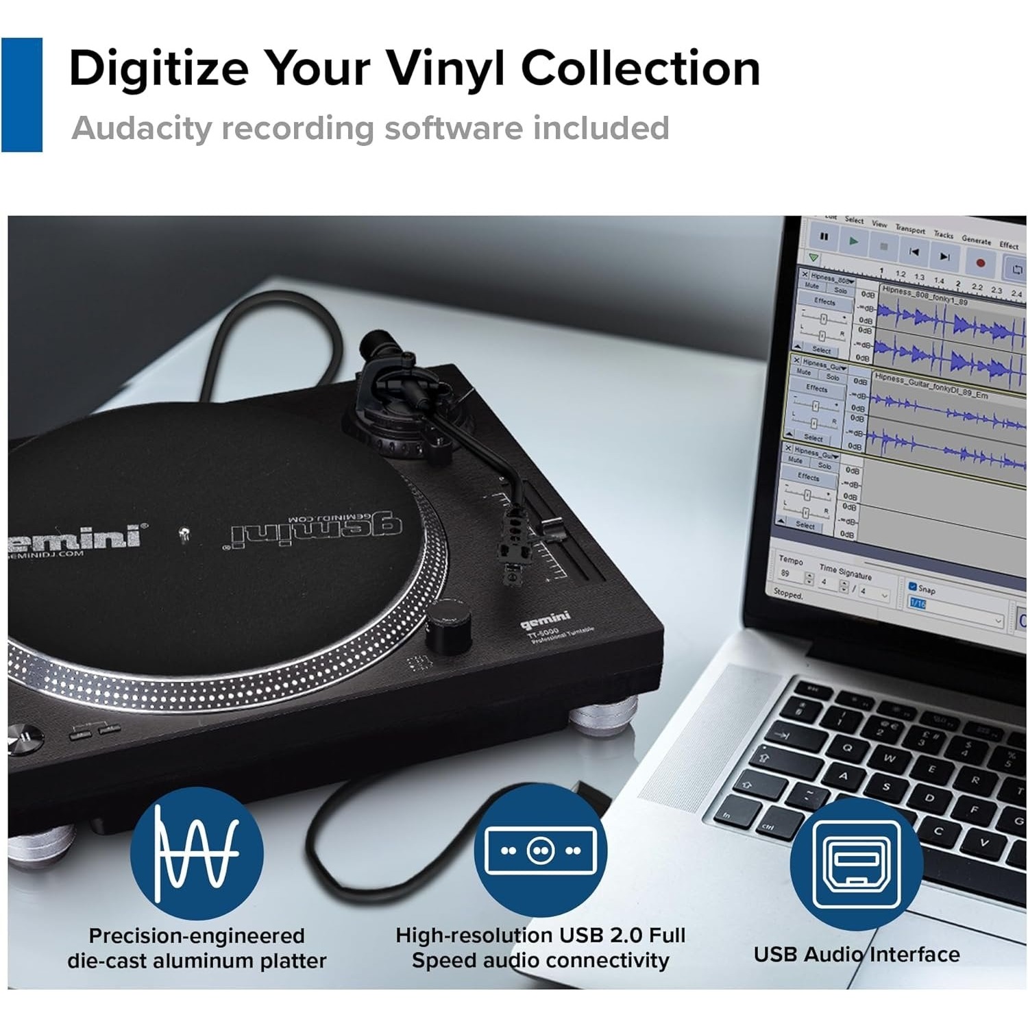 Gemini TT-5000 High Torque Direct-Drive USB Turntable - Image 4
