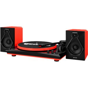 Gemini TT-900BR Bluetooth Turntable Stereo System (Red)