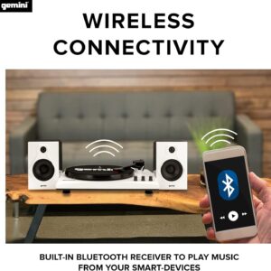 Gemini TT-900BR Bluetooth Turntable Stereo System (White)