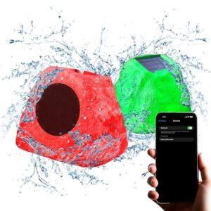 Gemini GHRK-500LTMS-PR 60W Bluetooth Solar-Powered Outdoor Rock Speaker (Pair)