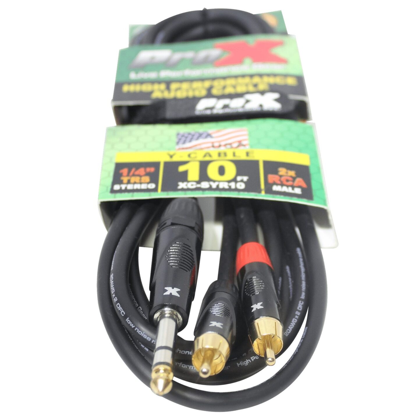 prox-xc-syr10-1 ProX XC-SYR10 10 Foot Unbalanced 1/4" TRS-M to Dual RCA-M Audio Cable
